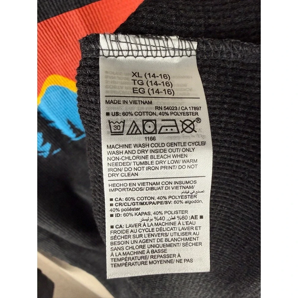 Old Navy Thermal Shirt Kids XL 14-16 Gray NEW Dinosaur Graphic Waffle Knit‎